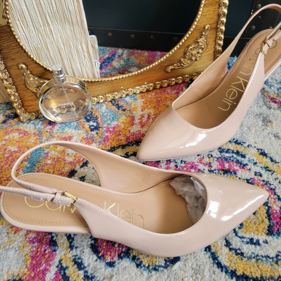 Calvin Klein Nude Patent Gala Slingback Heels - Picture 14 of 14